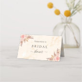 Carte De Placement Fleurs de pampa rose mariage sur marbre (Dos)