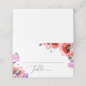 Carte De Placement Fleurs de pavots rouges. Mariage floral aquarelle (Extérieur déplié)