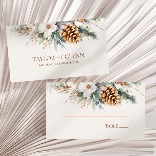 Carte De Placement Fleurs de pins d'hiver Mariage floral