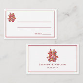 Carte De Placement Fleurs de printemps Double Bonheur Mariage Chinois (Devant / Derrière)