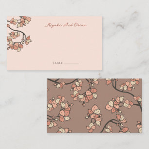 Carte De Placement Fleurs de printemps rose pêche Mariage asiatique