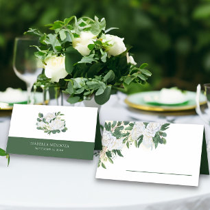 Carte De Placement Fleurs de rose et de pivoine blanche