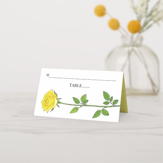 Carte De Placement Fleurs de rose jaune escorte fleurie romantique (Devant)