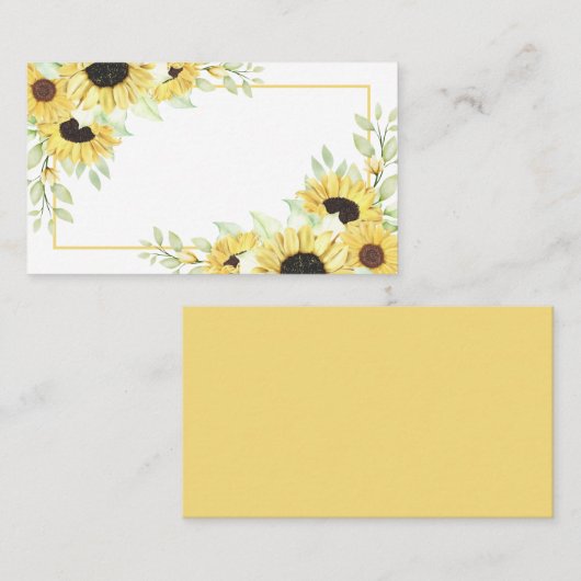 Carte De Placement Fleurs de soleil Aquarelle Jaune Mariage Floral (Devant / Derrière)