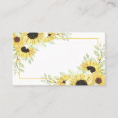 Carte De Placement Fleurs de soleil Aquarelle Jaune Mariage Floral (Devant)
