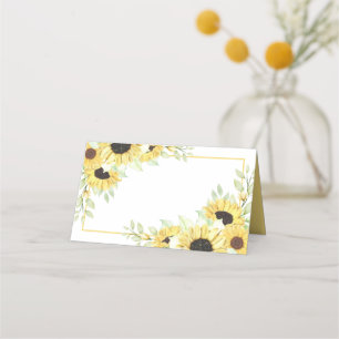 Carte De Placement Fleurs de soleil Aquarelle Jaune Mariage Floral