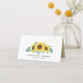 Carte De Placement Fleurs de soleil d'aquarelle et Mariage d'eucalypt (Dos)