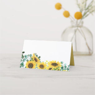 Carte De Placement Fleurs de soleil d'aquarelle et Mariage d'eucalypt
