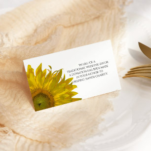 Carte De Placement Fleurs de soleil Jaunes Mariage Charité Faveurs