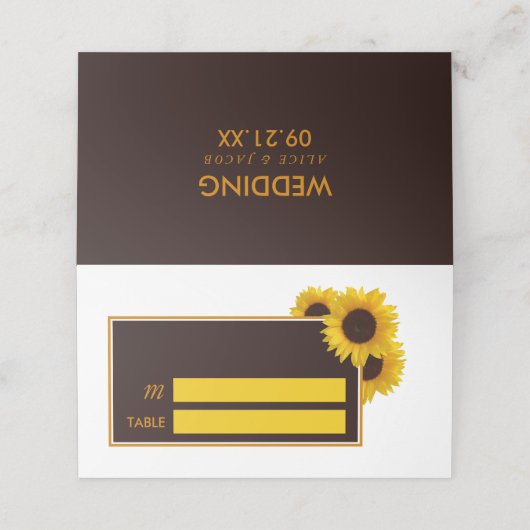 Carte De Placement Fleurs de soleil rustiques - Mariage floral (Extérieur déplié)