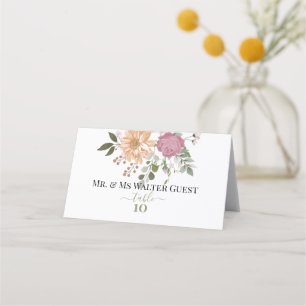 Carte De Placement Fleurs d'été Nombre de tables d'invités