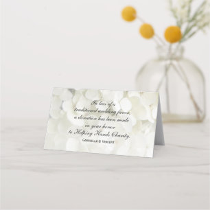 Carte De Placement Fleurs d'Hydrangée Blanche Mariage Charité Favoris