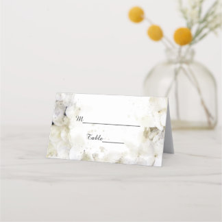 Carte De Placement Fleurs d'hydrangée blanche Mariage d'aquarelle
