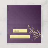 Carte De Placement Fleurs d'or simples violet mariage (Extérieur déplié)