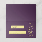 Carte De Placement Fleurs d'or simples violet mariage (Extérieur déplié)