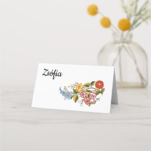 Carte De Placement Fleurs élégantes de Kalocsai - ajoutez le nom