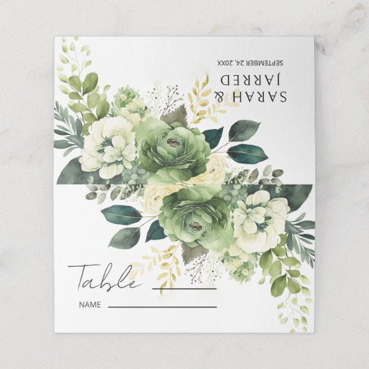 Carte De Placement Fleurs Et Mariage De Verdure (Extérieur déplié)