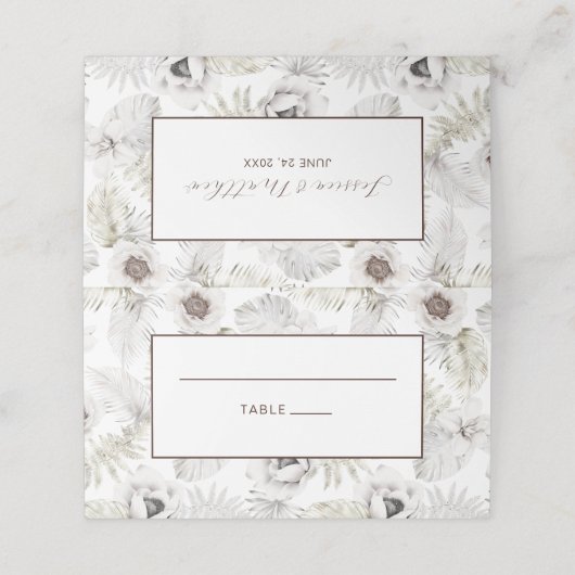 Carte De Placement Fleurs et plumes blanches (Extérieur déplié)