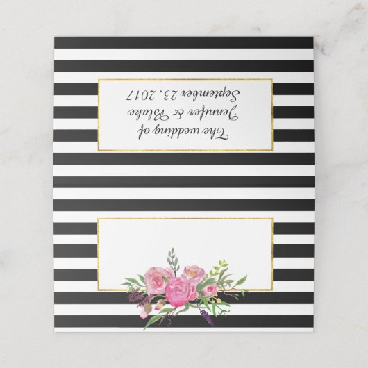 Carte De Placement Fleurs et rayures Mariage Plaqué Carte Place (Extérieur déplié)