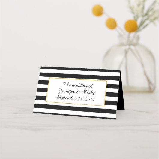 Carte De Placement Fleurs et rayures Mariage Plaqué Carte Place (Dos)