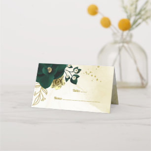 Carte De Placement fleurs Extraordinaires en ivoire vert émeraude