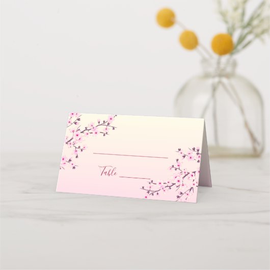 Carte De Placement Fleurs florales de cerisier Mariage rose (Devant)