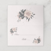 Carte De Placement fleurs gris rose pâle noir feuilles et parties sci (Extérieur déplié)