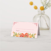 Carte De Placement Fleurs jaunes orange mariage chinois double xi (Devant)