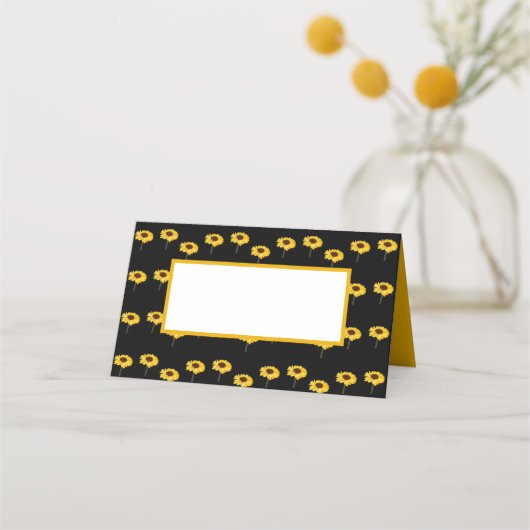 Carte De Placement Fleurs jaunes sur le noir (Devant)