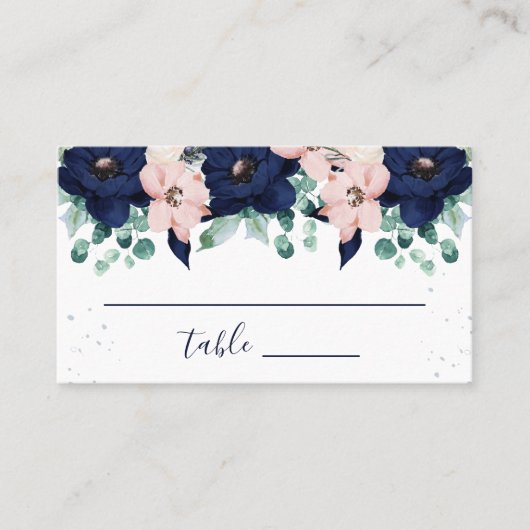Carte De Placement Fleurs marines Bleu et Rose | Escort (Devant)