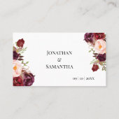 Carte De Placement Fleurs Marsala Fête des mariées Mariage plat (Dos)