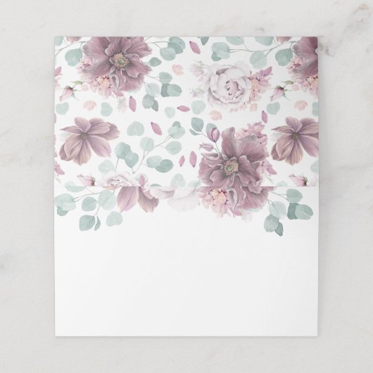 Carte De Placement Fleurs mauves Élégant Mariage romantique (Extérieur déplié)