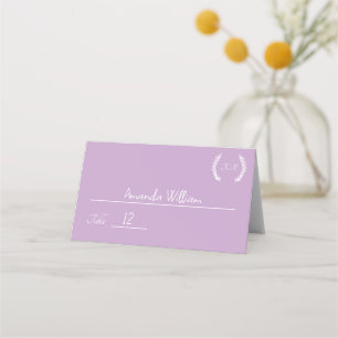 Carte De Placement Fleurs modernes Ligne Art Monogramme Lavande viole