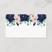 Carte De Placement Fleurs Nautiques Bleu Nuit et Rose Blush | Plan de (Dos)