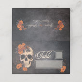 Carte De Placement Fleurs orange Elégante table et nom place (Extérieur déplié)