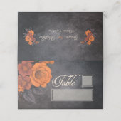 Carte De Placement Fleurs orange Elégante table et nom place (Extérieur déplié)