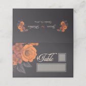 Carte De Placement Fleurs orange Elégante table et nom place (Extérieur déplié)