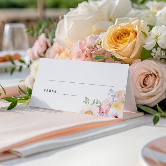 Carte De Placement Fleurs pastel colorées