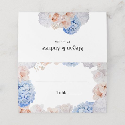 Carte De Placement Fleurs Pastel Hydrangea (Extérieur déplié)