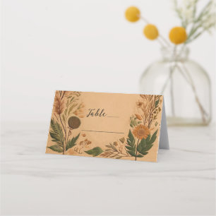 Carte De Placement Fleurs pressées de pêche en terre cuite Mariage Bo