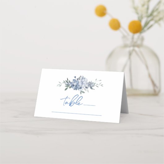 Carte De Placement Fleurs Quelque Chose de Bleu Numéro de Table pour (Devant)
