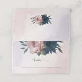 Carte De Placement fleurs rose et marine botanique (Extérieur déplié)