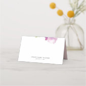 Carte De Placement Fleurs rose pastel et violettes à l'aquarelle (Dos)