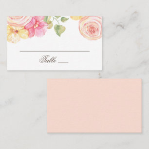 Carte De Placement Fleurs roses à l'aquarelle. Mariage floral rose te