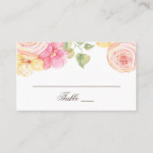 Carte De Placement Fleurs roses aquarelles. Mariage floral (Devant)