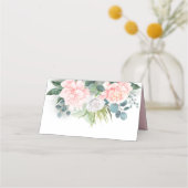 Carte De Placement Fleurs roses et Eucalyptus Aquarelle Verdure (Dos)