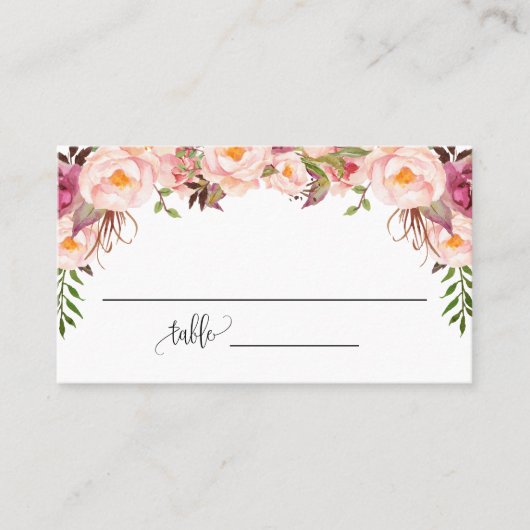 Carte De Placement Fleurs roses Fête des mariées Mariage plat (Devant)