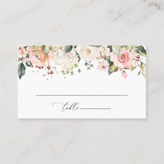 Carte De Placement Fleurs roses, Fleurs blanches, Boho, Fête des mari (Devant)
