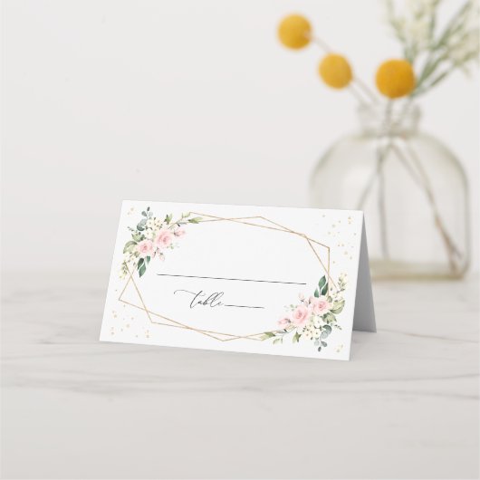 Carte De Placement Fleurs roses, Fleurs blanches, Verdure, Mariage (Devant)