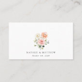 Carte De Placement Fleurs roses, Fleurs blanches, Verdure, Mariage (Dos)